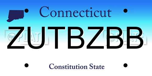 ZUTBZBB Connecticut License Plate