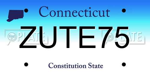 ZUTE75 Connecticut License Plate