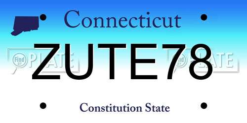 ZUTE78 Connecticut License Plate