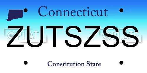 ZUTSZSS Connecticut License Plate