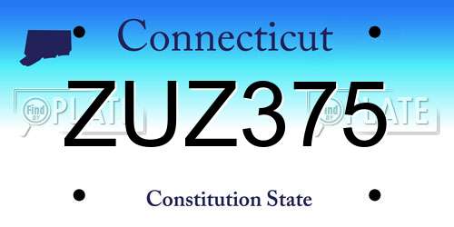 ZUZ375 Connecticut License Plate