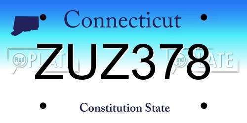 ZUZ378 Connecticut License Plate