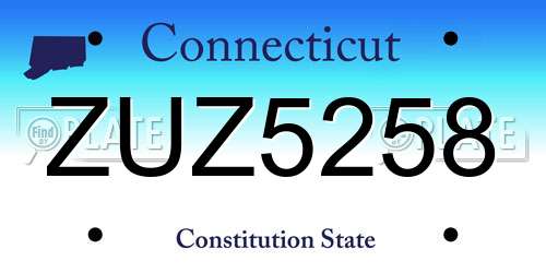 ZUZ5258 Connecticut License Plate