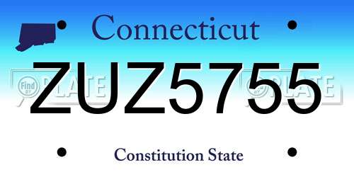 ZUZ5755 Connecticut License Plate
