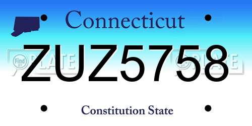 ZUZ5758 Connecticut License Plate