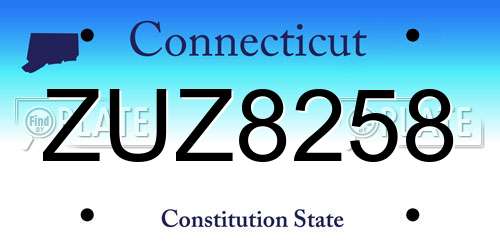 ZUZ8258 Connecticut License Plate