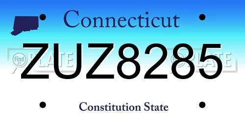 ZUZ8285 Connecticut License Plate