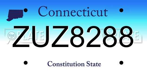 ZUZ8288 Connecticut License Plate