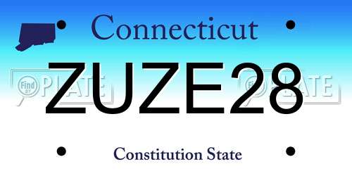 ZUZE28 Connecticut License Plate