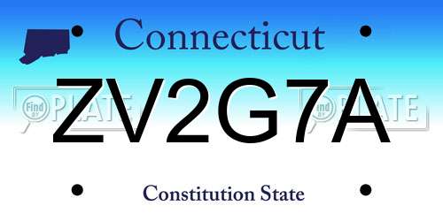 ZV2G7A Connecticut License Plate