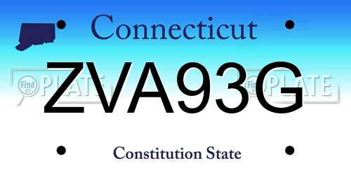 ZVA93G Connecticut License Plate