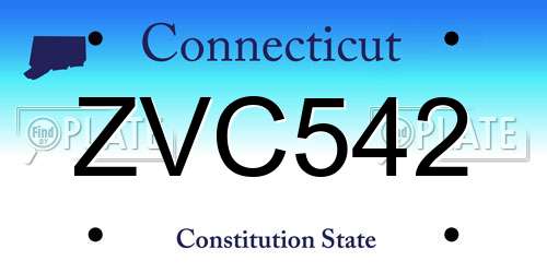 ZVC542 Connecticut License Plate