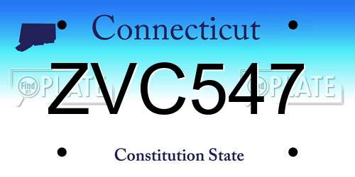 ZVC547 Connecticut License Plate