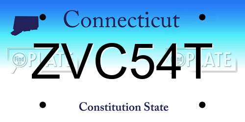ZVC54T Connecticut License Plate