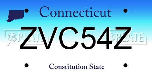 ZVC54Z Connecticut License Plate