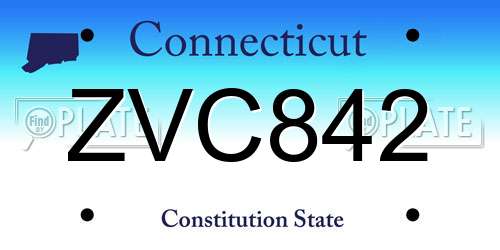 ZVC842 Connecticut License Plate