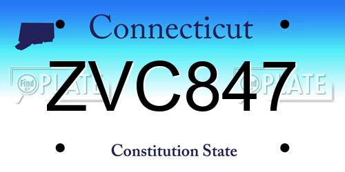 ZVC847 Connecticut License Plate