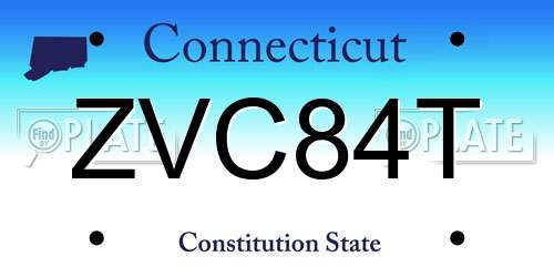 ZVC84T Connecticut License Plate