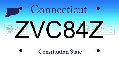 ZVC84Z Connecticut License Plate