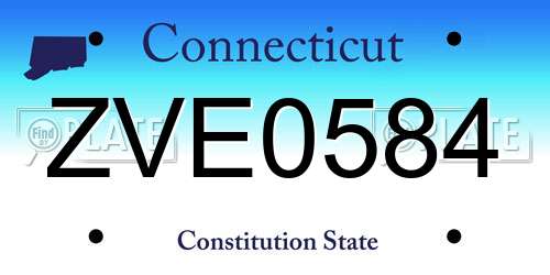 ZVE0584 Connecticut License Plate