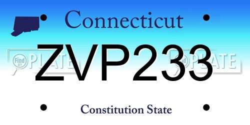 ZVP233 Connecticut License Plate