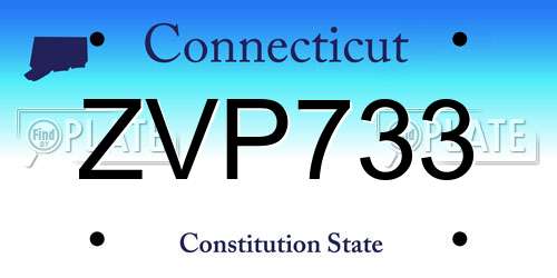 ZVP733 Connecticut License Plate