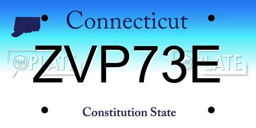 ZVP73E Connecticut License Plate