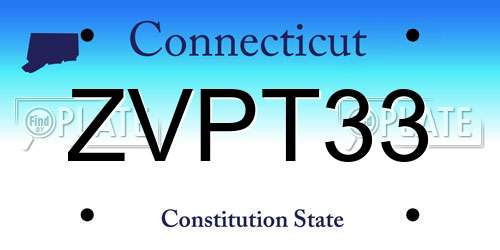 ZVPT33 Connecticut License Plate