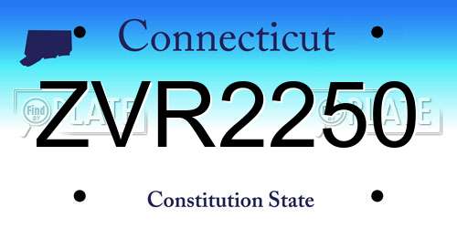 ZVR2250 Connecticut License Plate