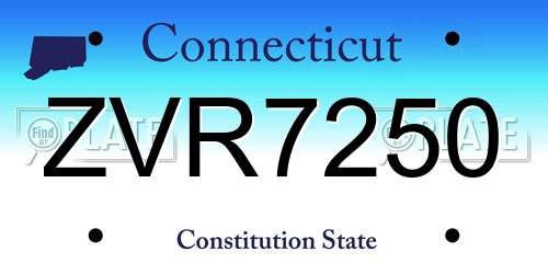 ZVR7250 Connecticut License Plate
