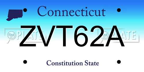 ZVT62A Connecticut License Plate