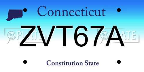 ZVT67A Connecticut License Plate