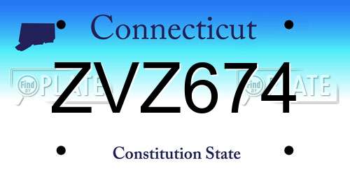 ZVZ674 Connecticut License Plate