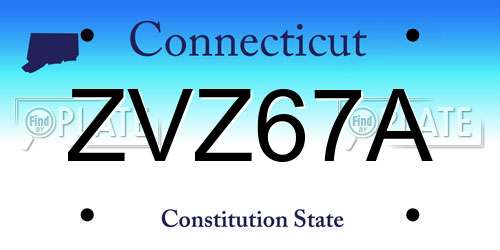 ZVZ67A Connecticut License Plate