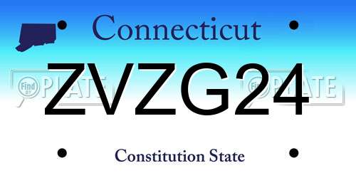 ZVZG24 Connecticut License Plate