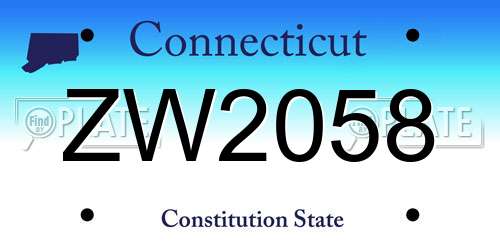 ZW2058 Connecticut License Plate