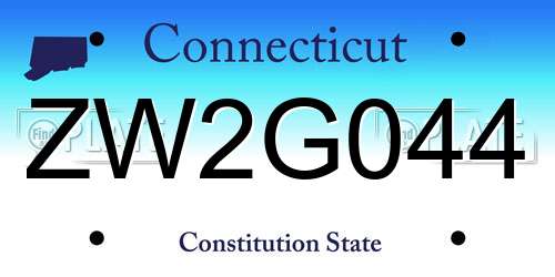 ZW2G044 Connecticut License Plate