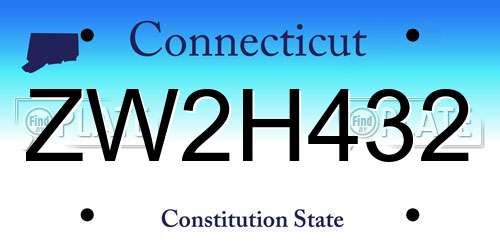 ZW2H432 Connecticut License Plate