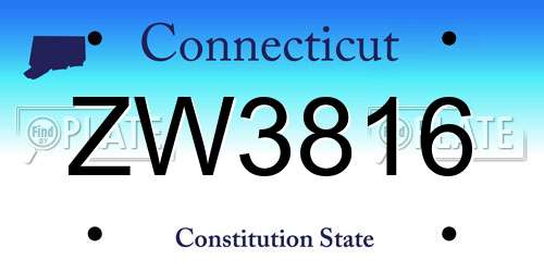 ZW3816 Connecticut License Plate