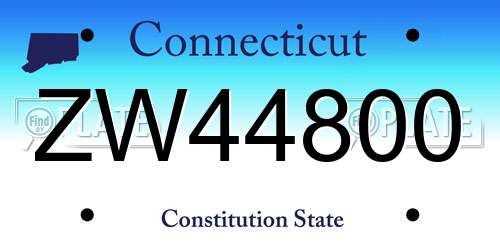 ZW44800 Connecticut License Plate