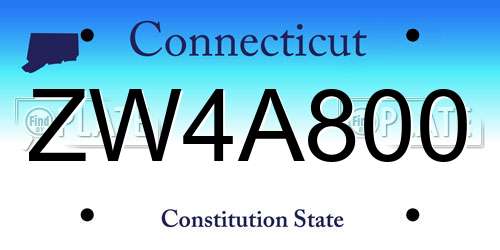 ZW4A800 Connecticut License Plate