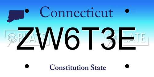 ZW6T3E Connecticut License Plate