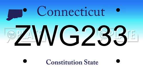 ZWG233 Connecticut License Plate