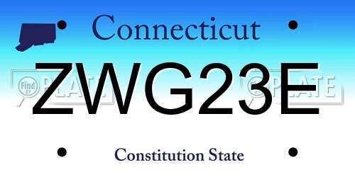 ZWG23E Connecticut License Plate