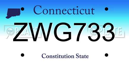 ZWG733 Connecticut License Plate