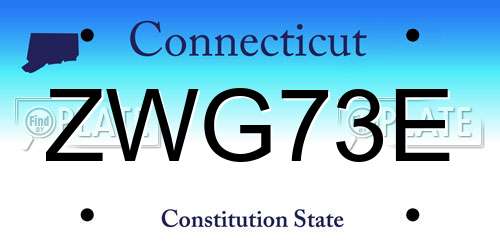 ZWG73E Connecticut License Plate
