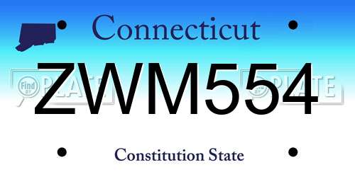 ZWM554 Connecticut License Plate