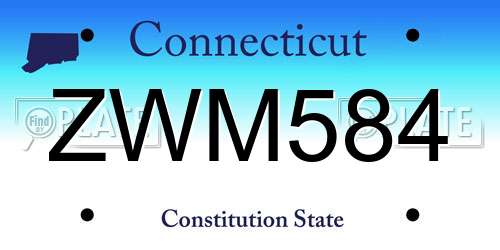 ZWM584 Connecticut License Plate