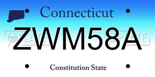 ZWM58A Connecticut License Plate