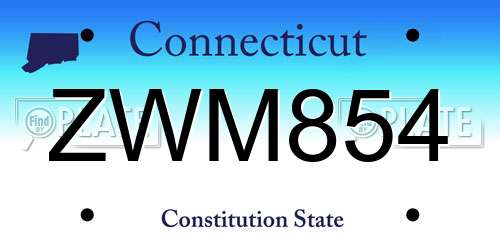ZWM854 Connecticut License Plate